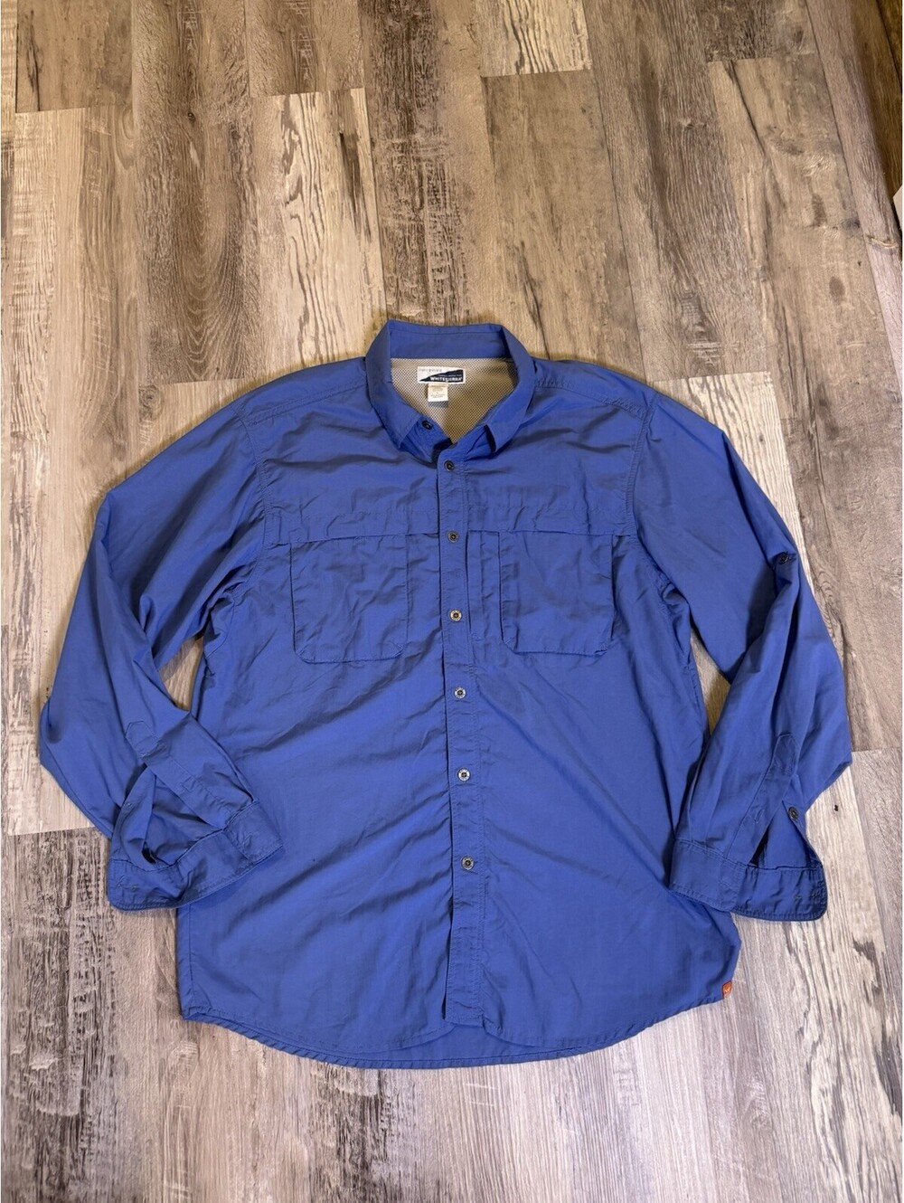 White Sierra Men’s Large Blue Insect Shield Long Sleeve Hiking Fishing Shirt